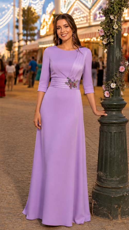 Vestido color lila, dama de ferias y fiesta , hermana novia