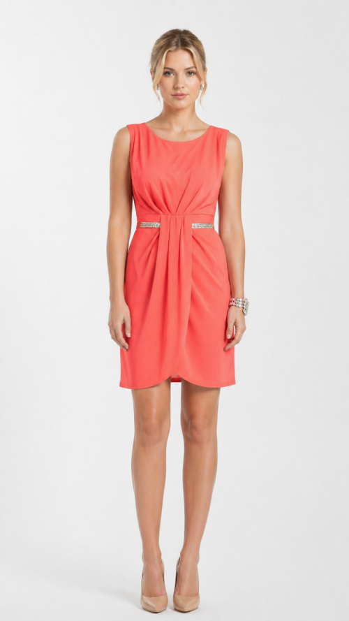 Vestido corto con frunce en cintura