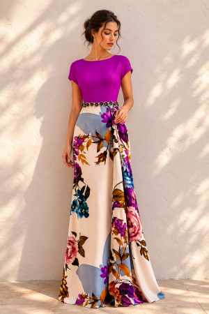 vestido especial lujo para mujer joven madrina estampado