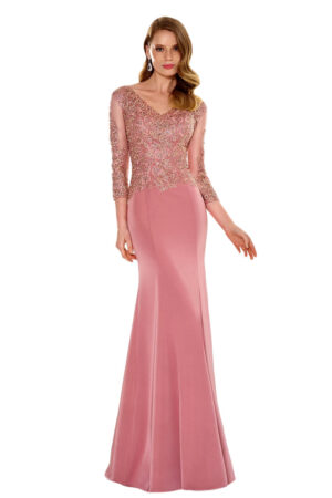 Vestido de fiesta largo rosa susana rivieri modelo 308121