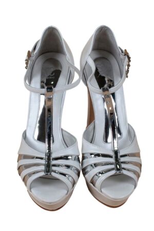 Zapatos de novia santino blanco y plata