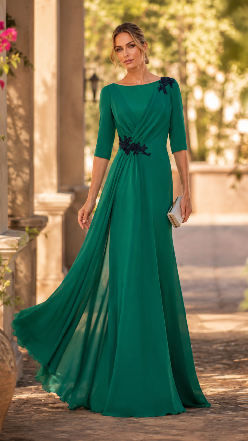 Vestido de madrina elegante con detalles