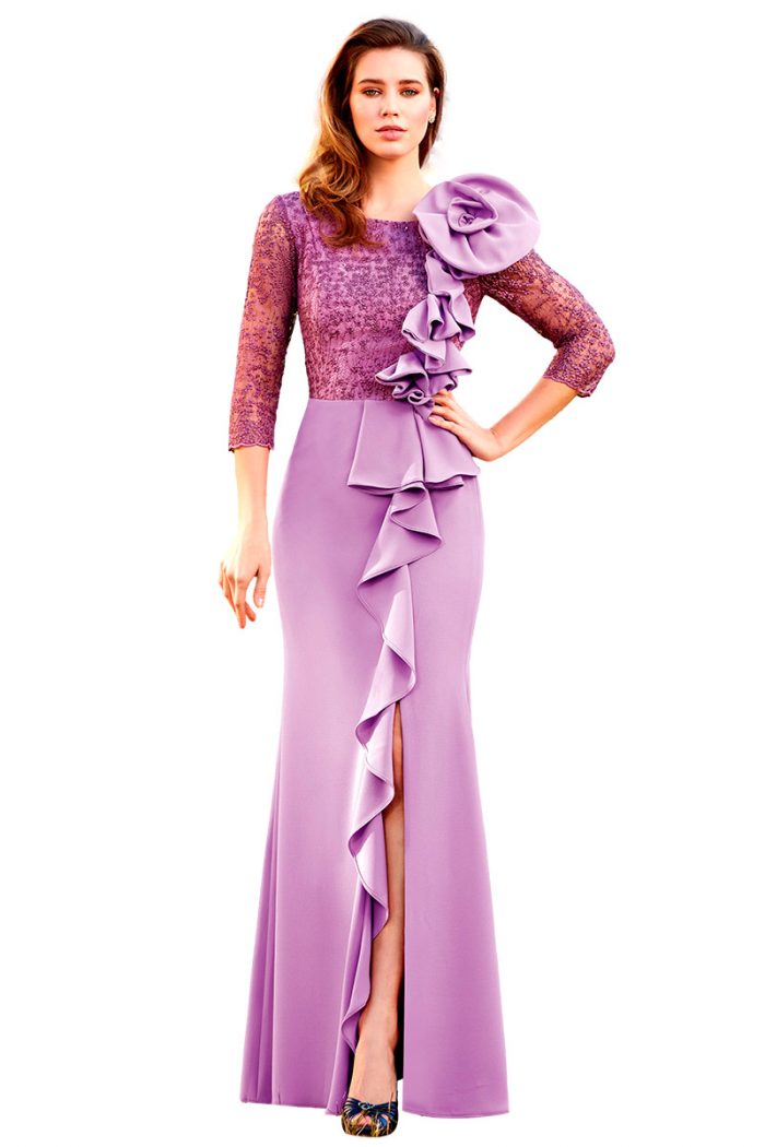 vestido color lila de ceremonia especial madre de la novia o madrina
