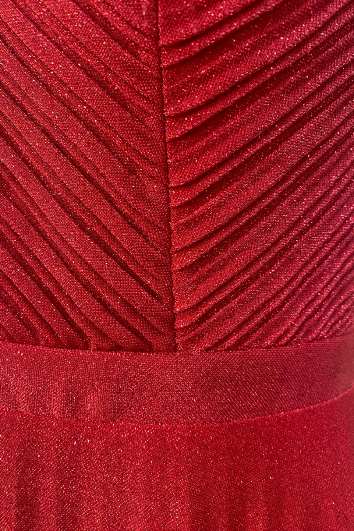 Vestido entrenovias rojo plisado susa