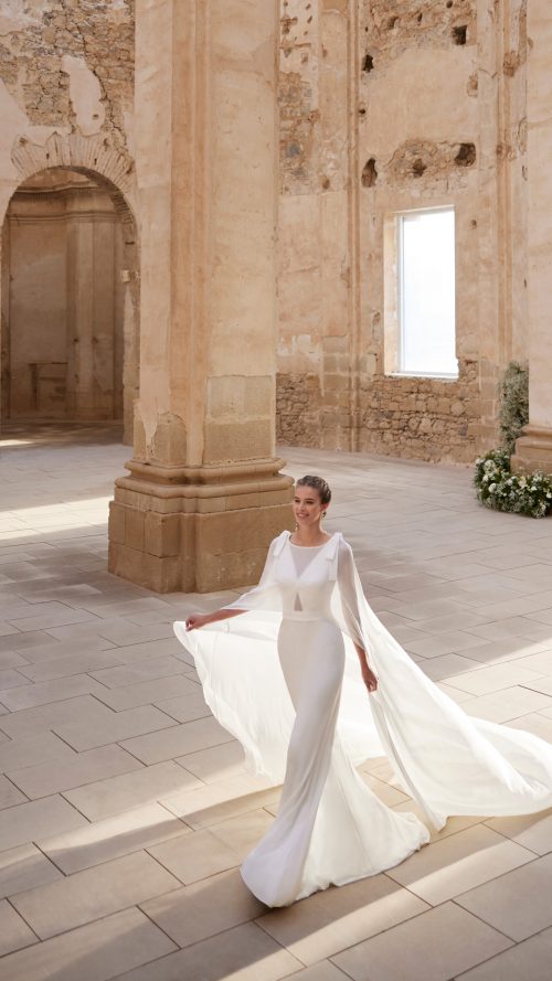 Vestido de novia corte sirena sutil y delicado.
