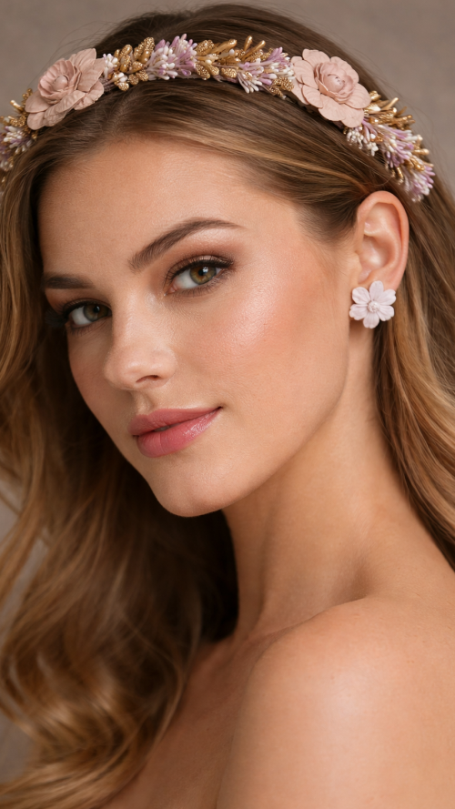 Diadema doble con flores y pistilos invitada