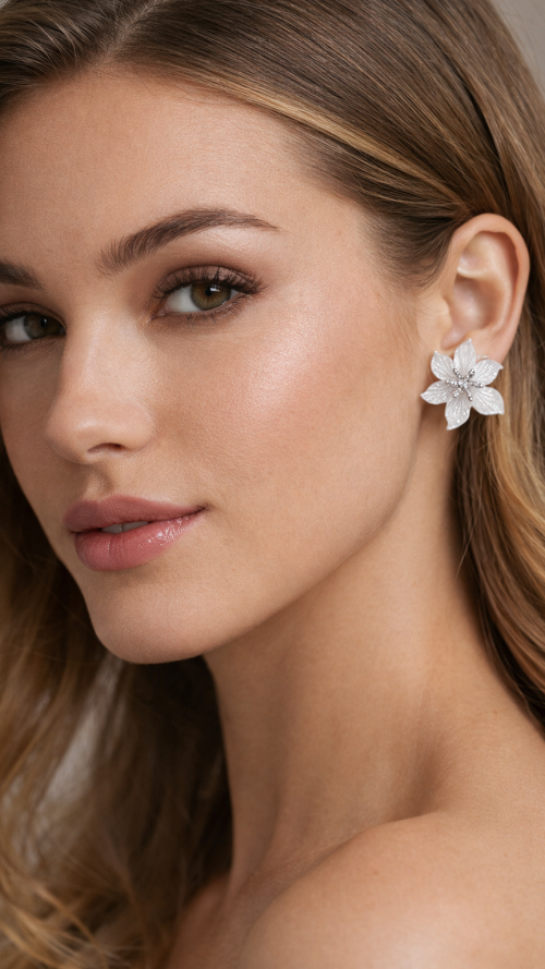 Pendiente de novia nácar