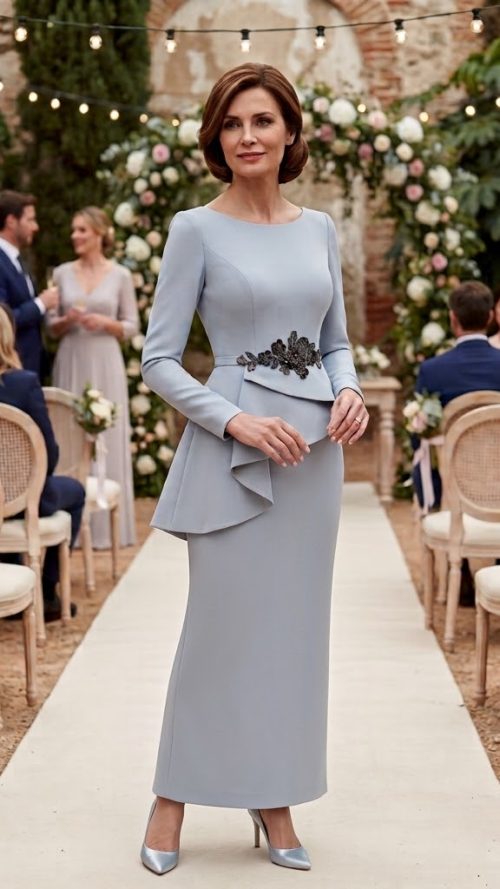Vestido madrina elegante largo midi