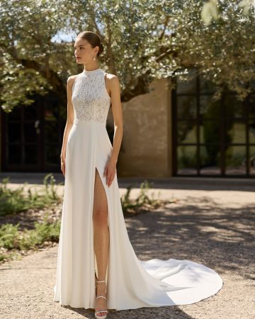 traje de novia con escote halther