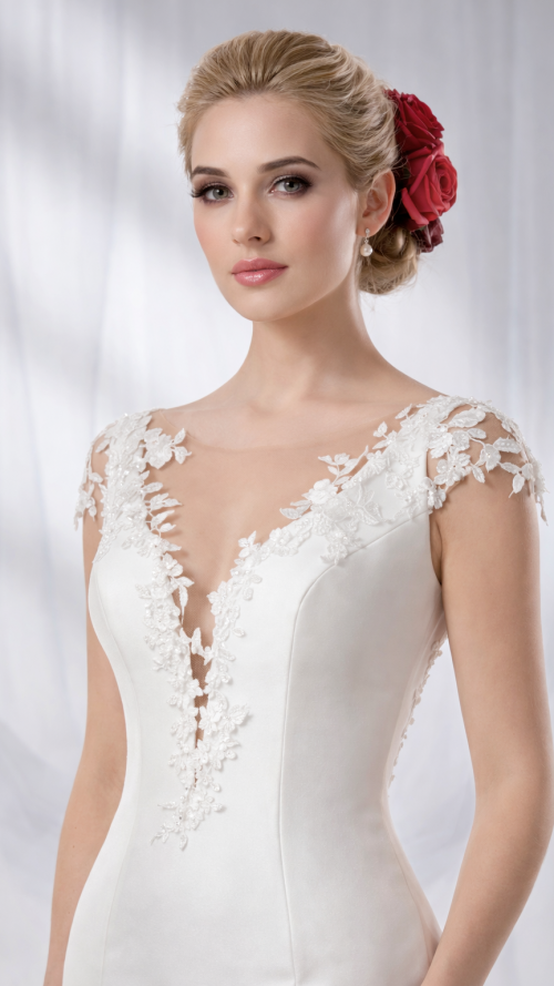 Vestido de novia estilo flamenco con falda de volantes.