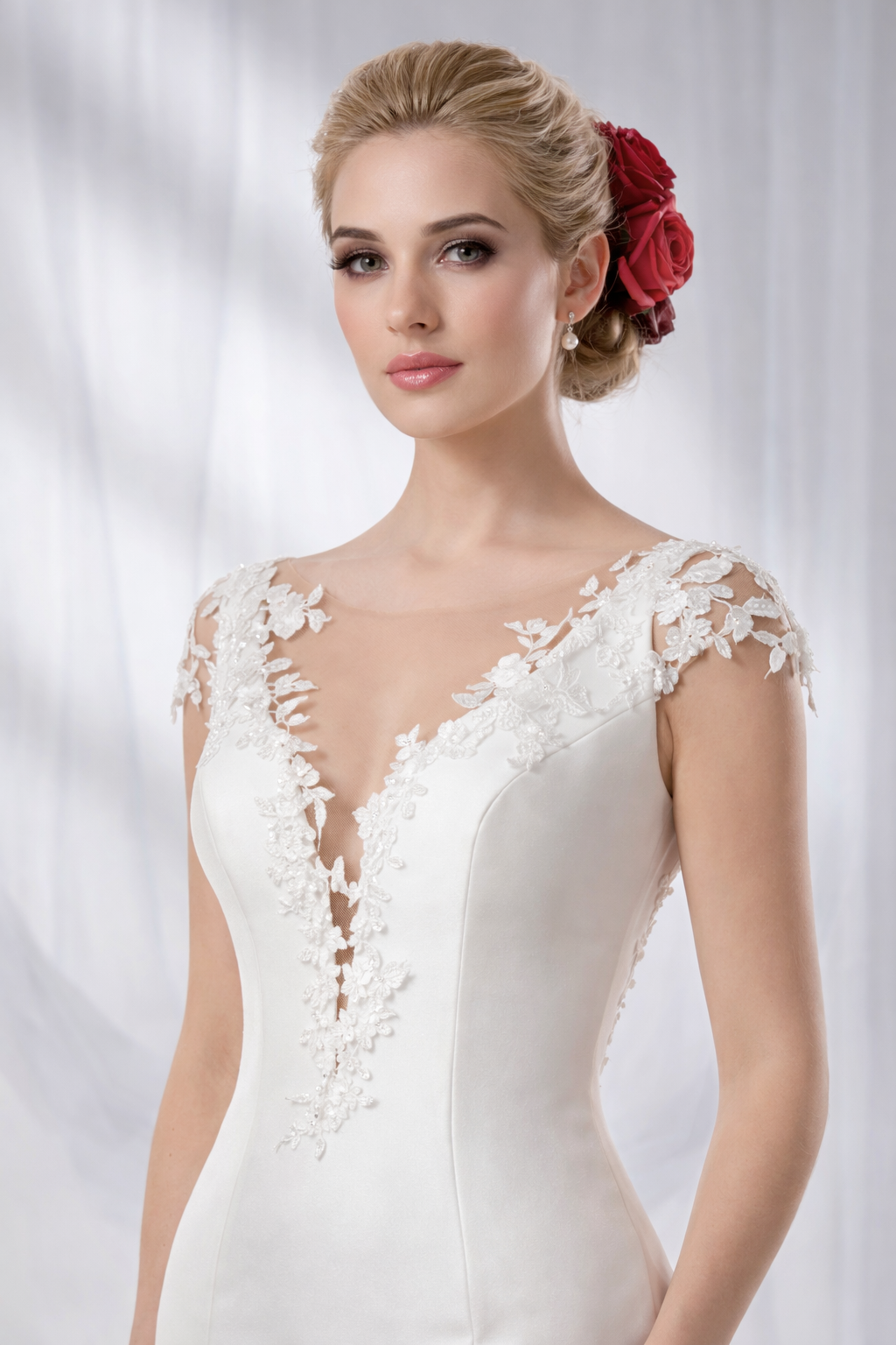 Vestido de novia estilo flamenco con falda de volantes.