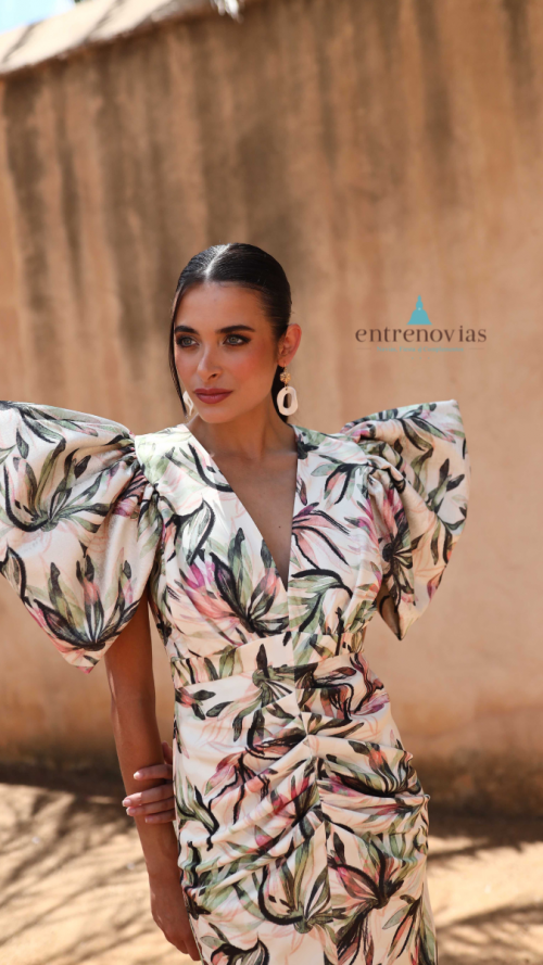 Vestido corto midi de fiesta estampadO