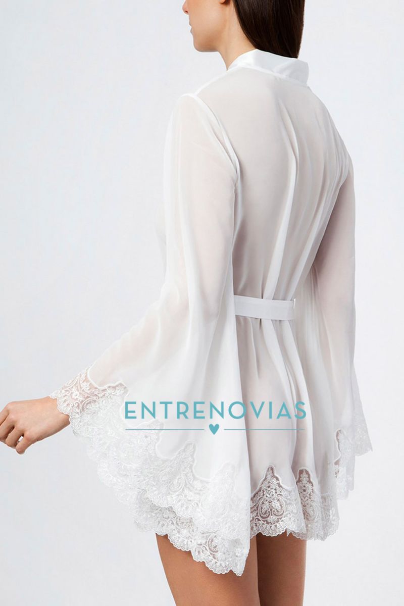 Bata de Novia lencera con encaje - Imagen 3